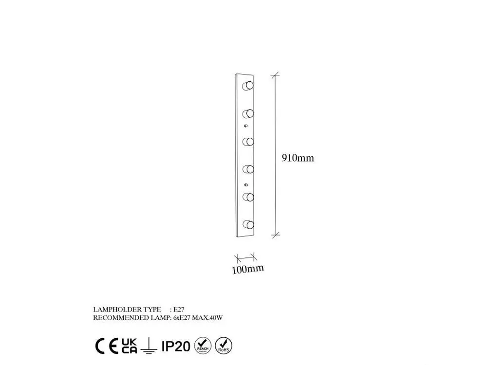 Étanche IP44 Applique Murale Interieur, Lampe Murale Industrielle Bois, Blanc 10x10x91 Cm