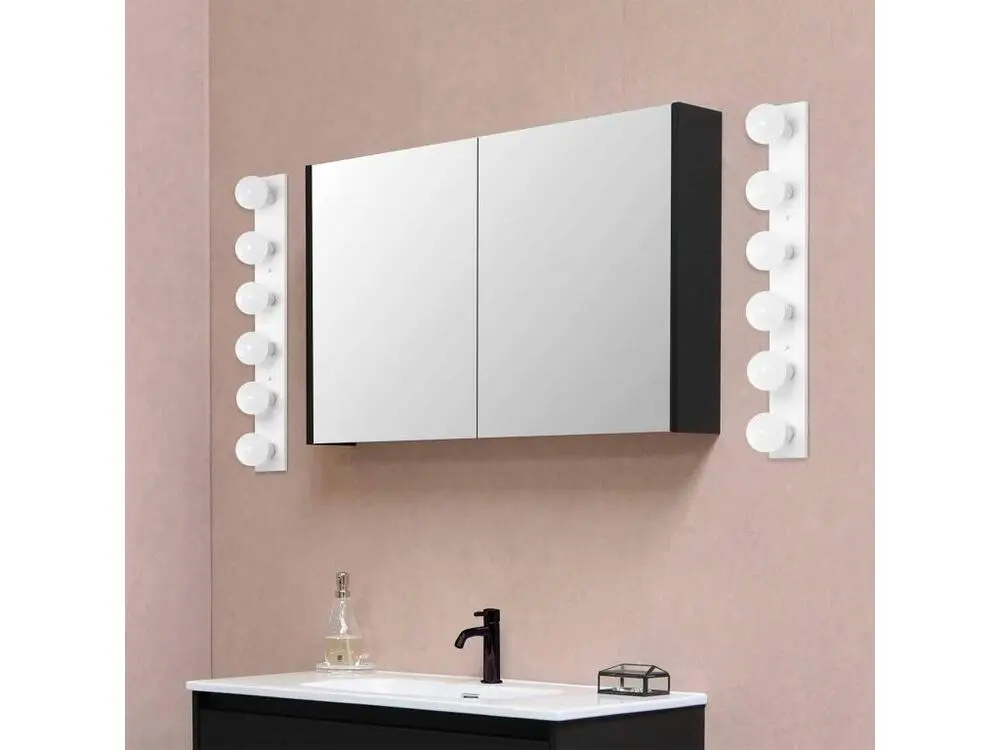 Étanche IP44 Applique Murale Interieur, Lampe Murale Industrielle Bois, Blanc 10x10x91 Cm