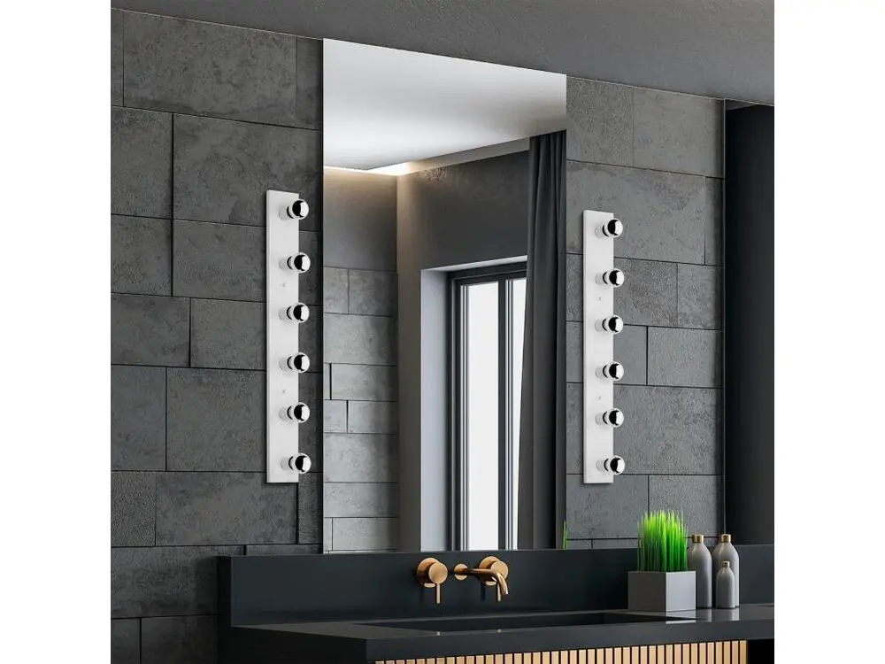 Étanche IP44 Applique Murale Interieur, Lampe Murale Industrielle Bois, Blanc 10x10x91 Cm