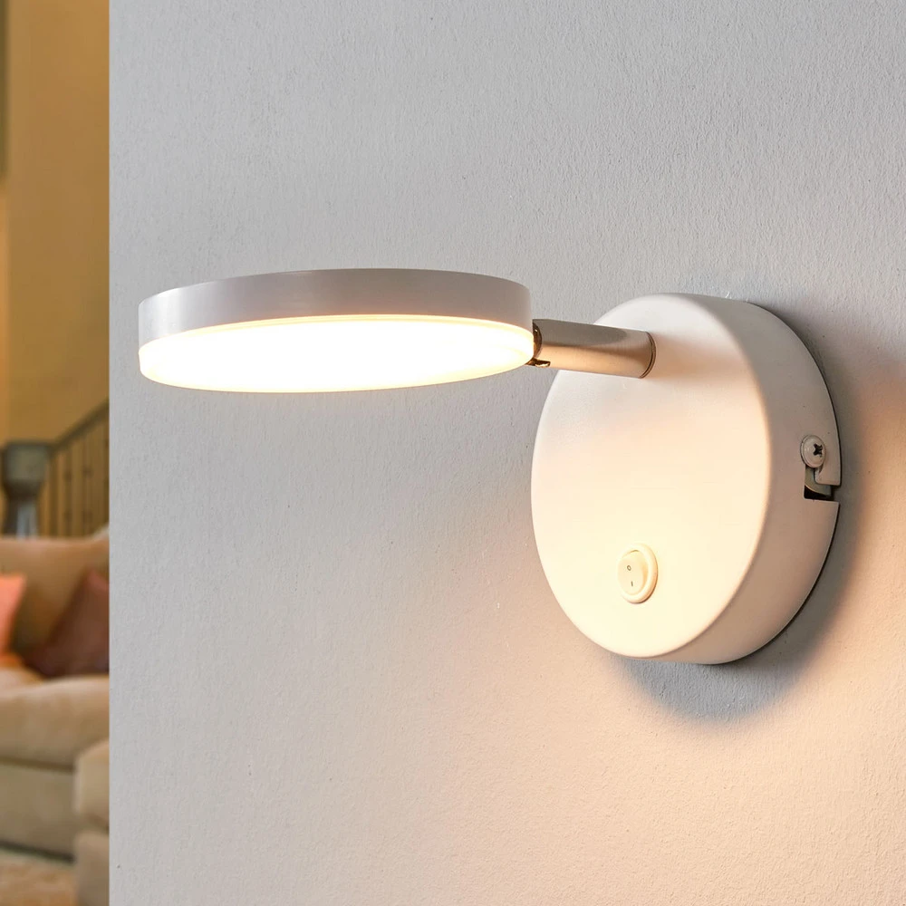 Étanche IP44 Applique murale LED Lindby Milow, blanc, hauteur 9,6 cm, interrupteur