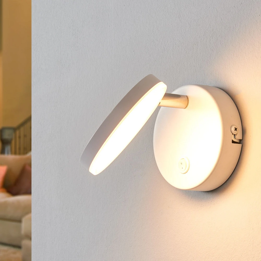 Étanche IP44 Applique murale LED Lindby Milow, blanc, hauteur 9,6 cm, interrupteur