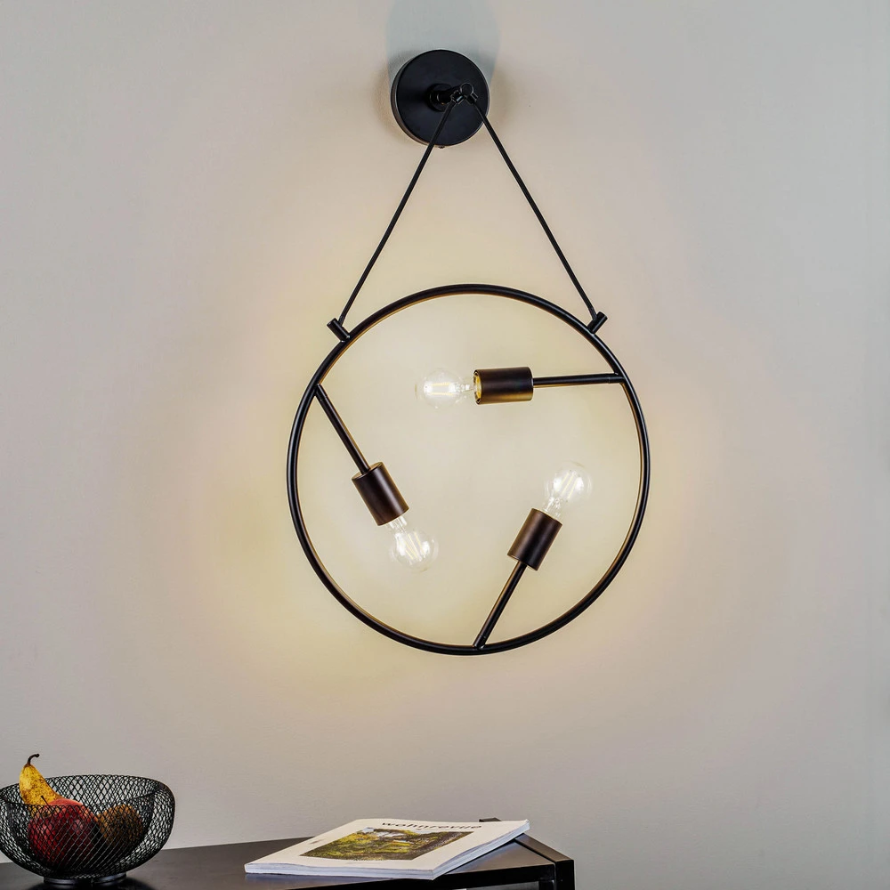 Étanche IP44 Applique murale Lucande Linnard en acier à 3 lampes