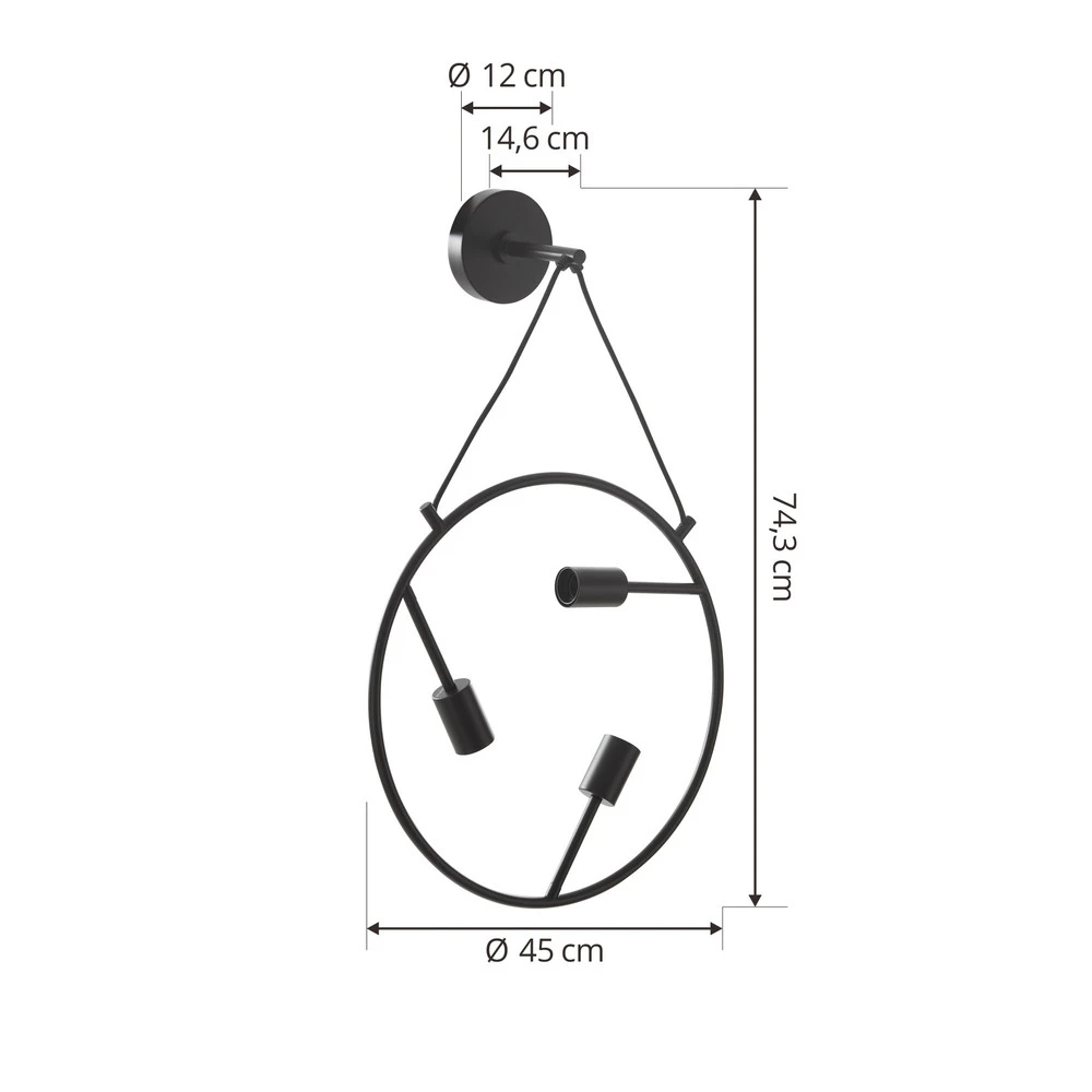 Étanche IP44 Applique murale Lucande Linnard en acier à 3 lampes