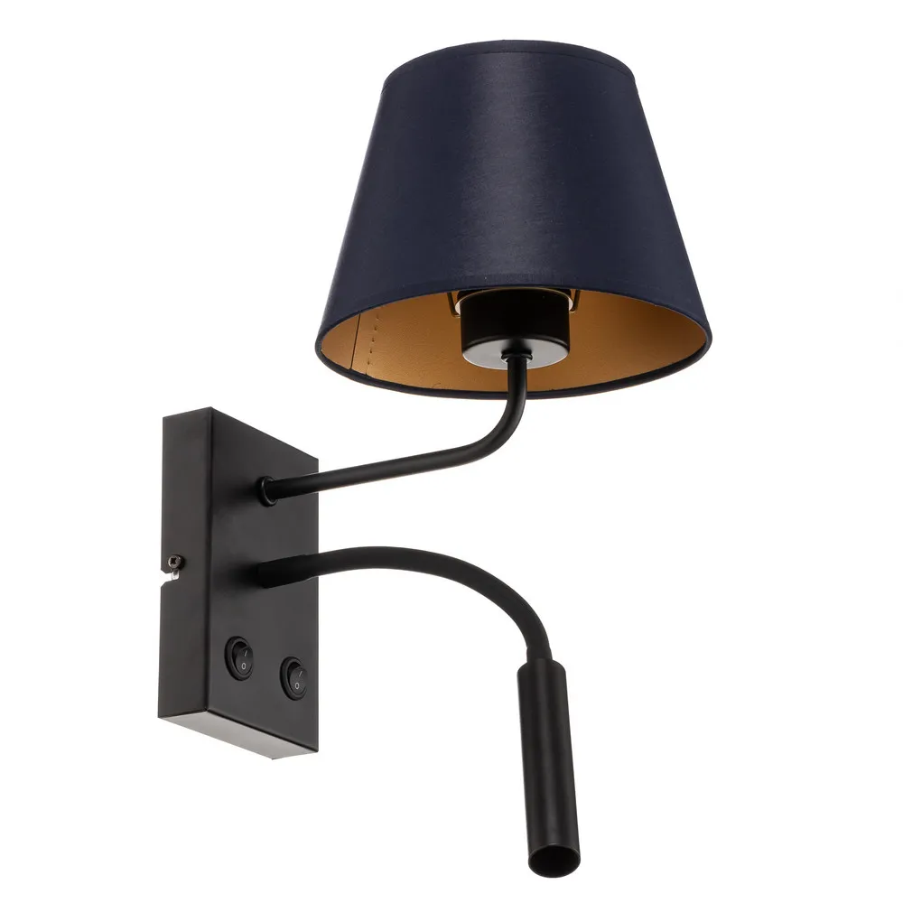 Étanche IP44 Applique Soho, conique, liseuse bleue/dorée