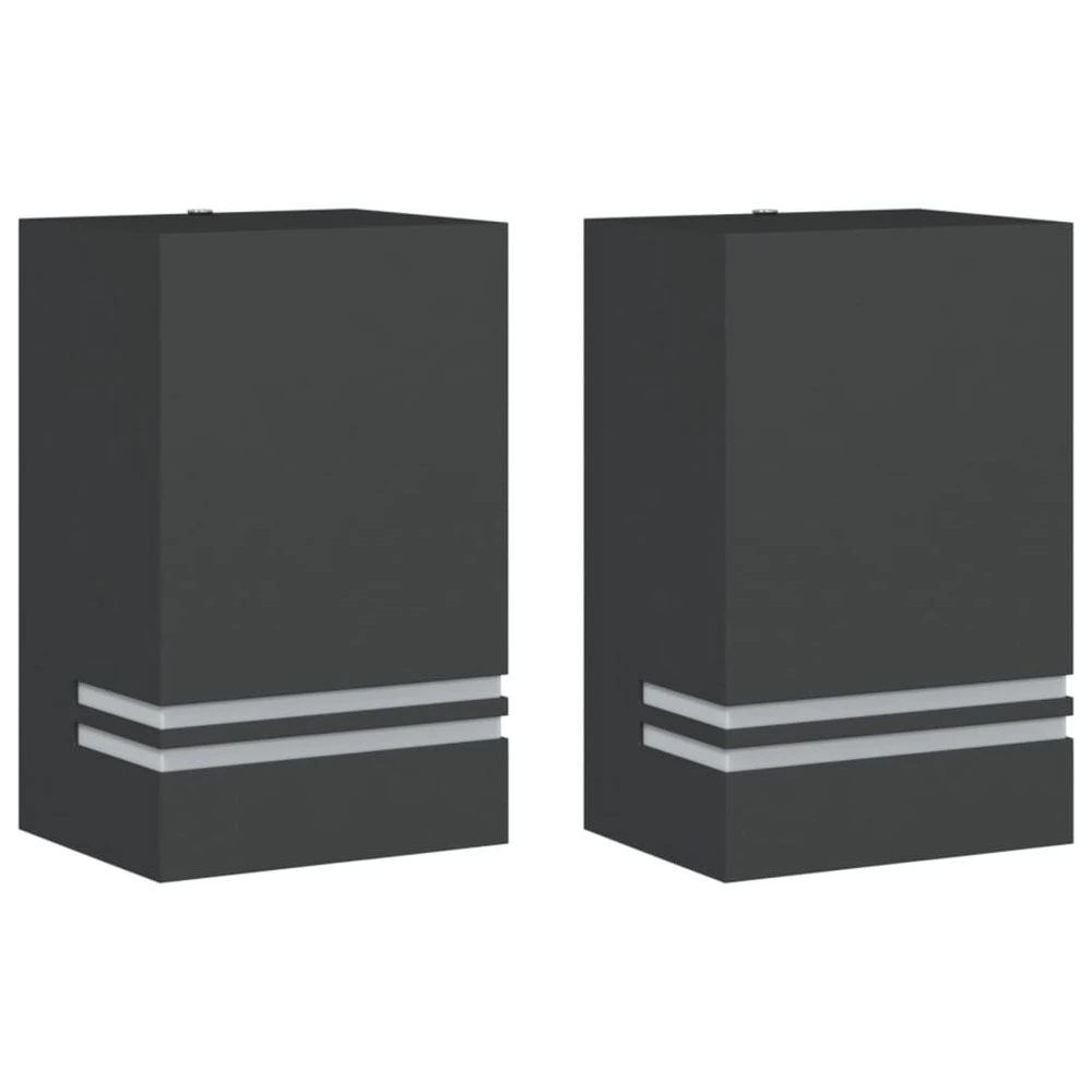 Étanche IP44 Appliques murales d'extérieur 2 pcs noir acier inoxydable