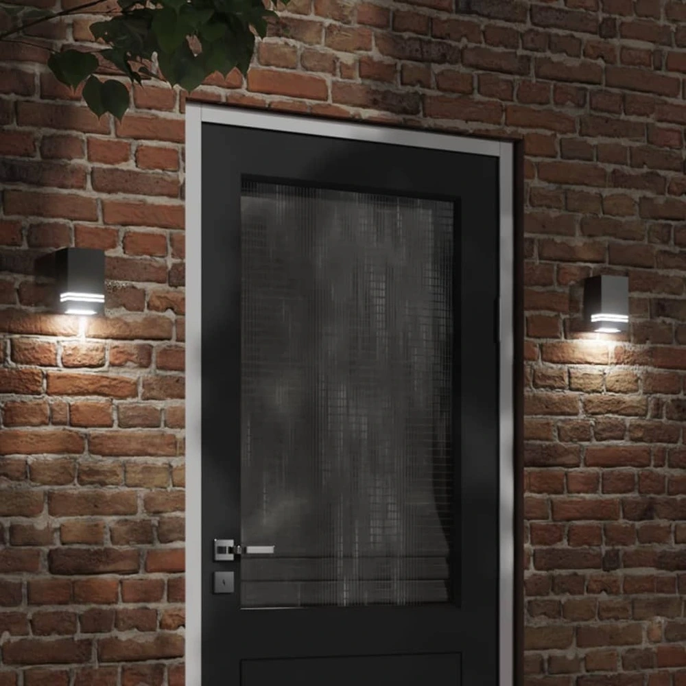 Étanche IP44 Appliques murales d'extérieur 2 pcs noir acier inoxydable