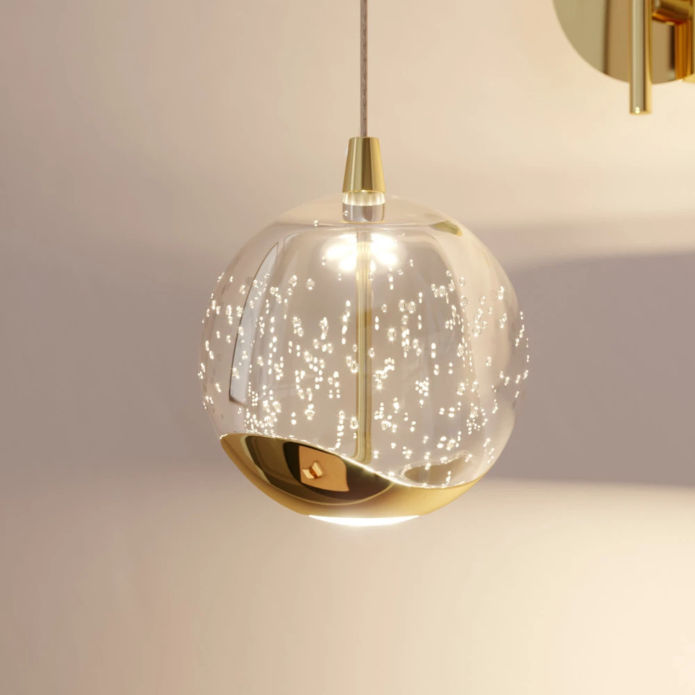Étanche IP44 Lucande applique murale LED Hayley, or, verre, hauteur 34 cm