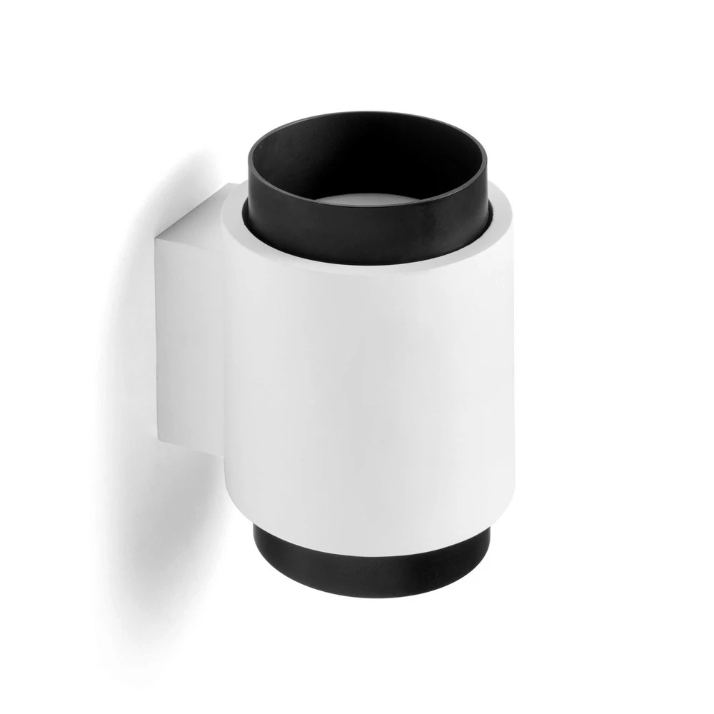 Applique murale Syme, blanc/noir, rond, Ø 11 cm, plâtre, GX53 | Résistant aux intempéries