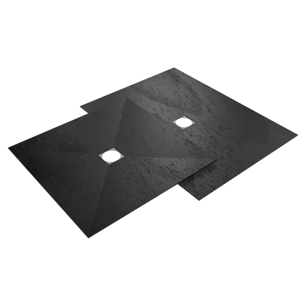 Fundo Top integro revêtement prêt-à-poser pour receveur, aspect pierre naturelle, carbone noir pour salle de bain et cuisine