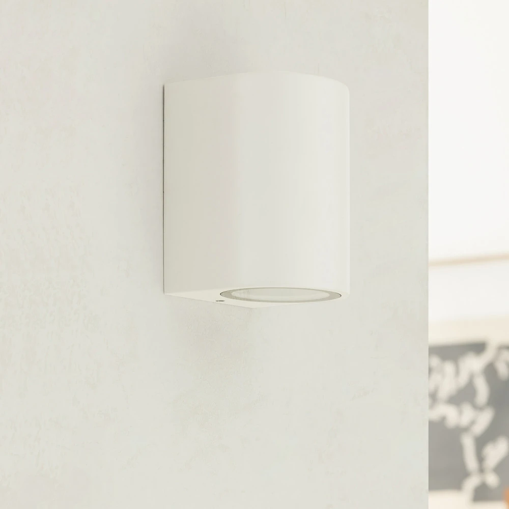 Professionnel Haute Couvrance Prios applique d'extérieur Tetje, blanc, rond, 10 cm