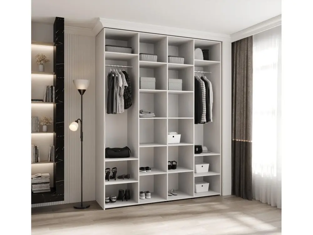 Armoire à portes battantes Como 3 245,5/190/50 4 portes (cachemire/noir) avec Fermeture à Clé
