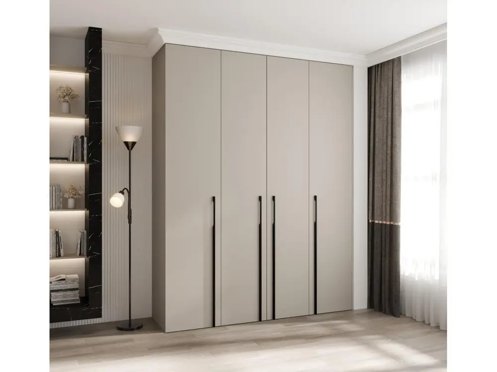 Armoire à portes battantes Como 3 245,5/190/50 4 portes (cachemire/noir) avec Fermeture à Clé