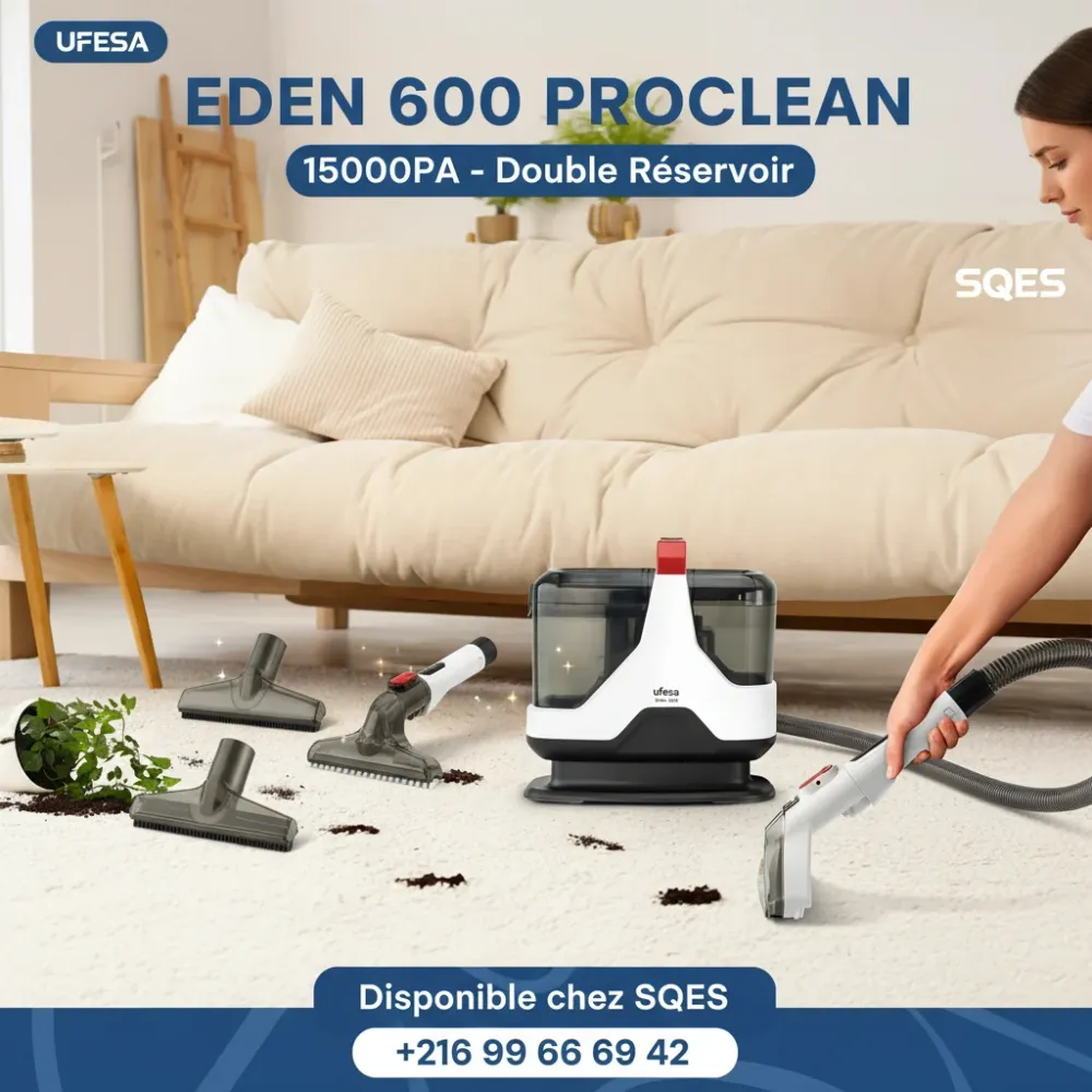 UFESA Aspirateur Eau et Poussière Eden 600 Proclean 15000PA - Duo Réservoir avec Batterie Lithium-Ion