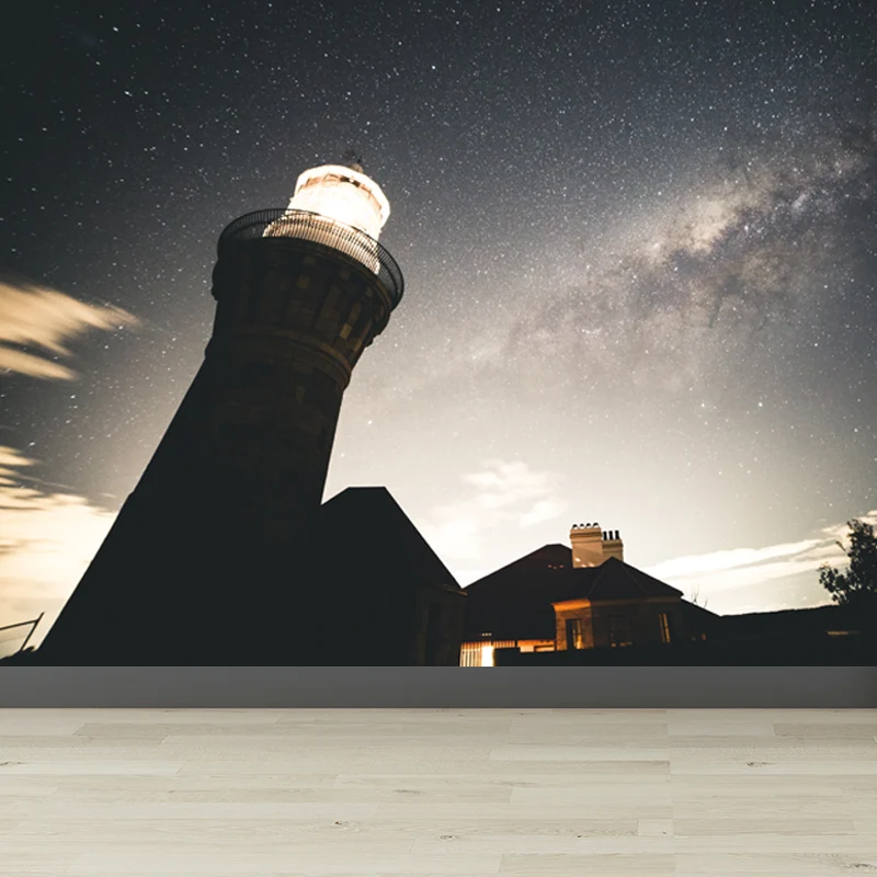 Autocollant mural fantaisie Beacon at Night pour salle à manger, gris, taille personnalisée disponible facile à installer