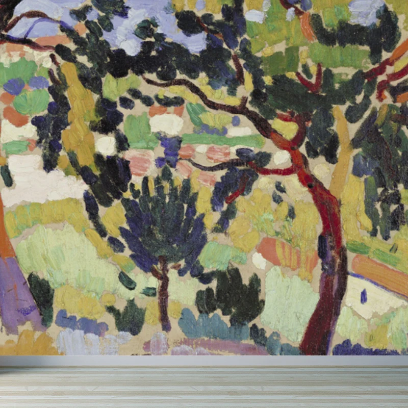 Autocollant Mural de paysage naturel typique, décoration murale décorative de couleur claire pour la cuisine