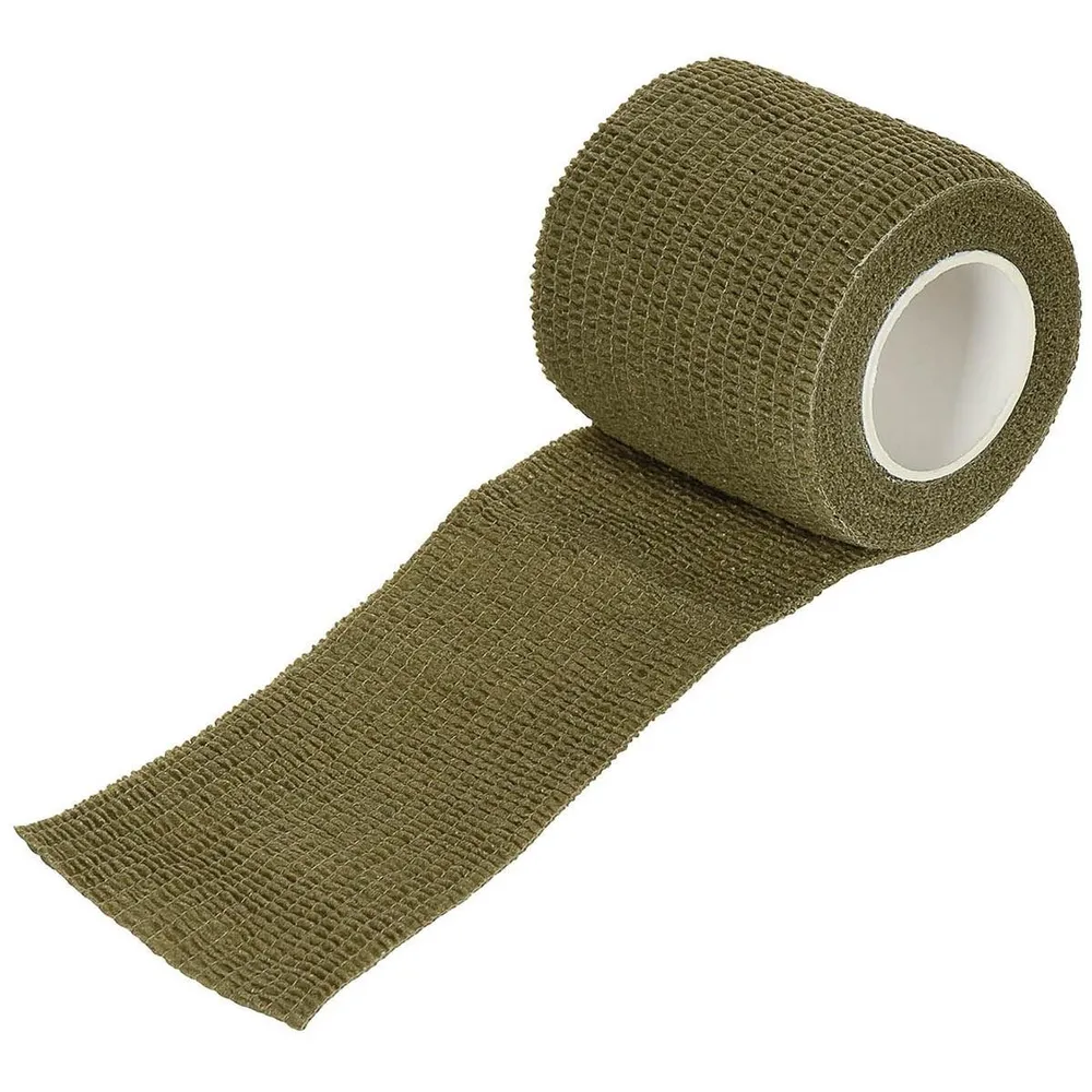 MFH Camo Tape Tissu structurel élastique autocollant 5 cm x 4,5 m Olive avec notice de pose