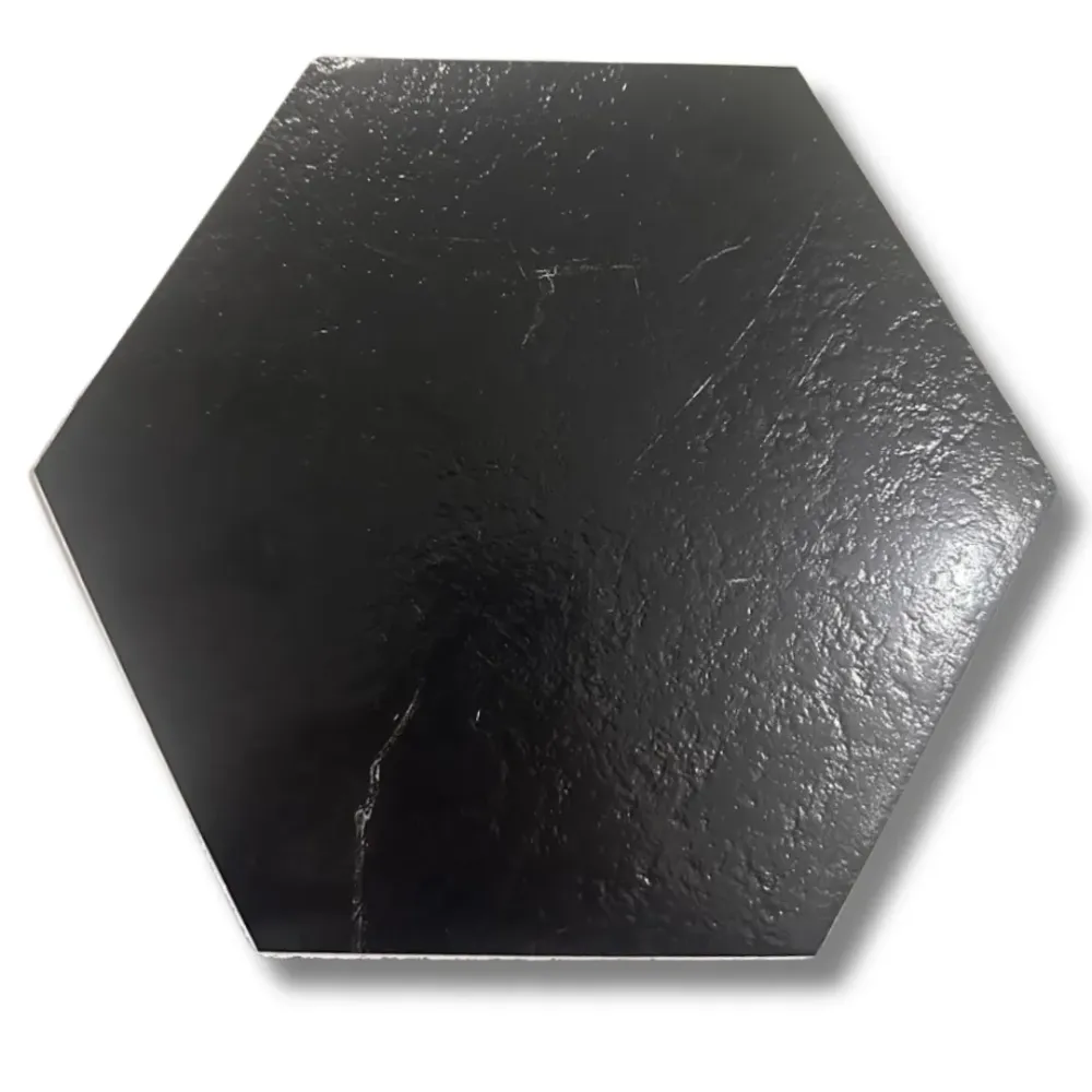Panneaux autocollants de sol en VINYLE (6 pcs) imperméables et antidérapants hexagonaux 23cmx20cm, Noir