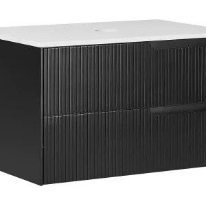 Bathroom Wall Mounted Cabinet 80 x 52 cm Noir jais QUINTELA
