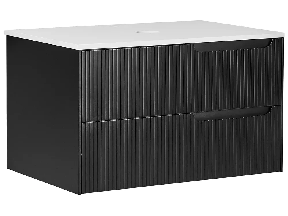 Bathroom Wall Mounted Cabinet 80 x 52 cm Noir jais QUINTELA