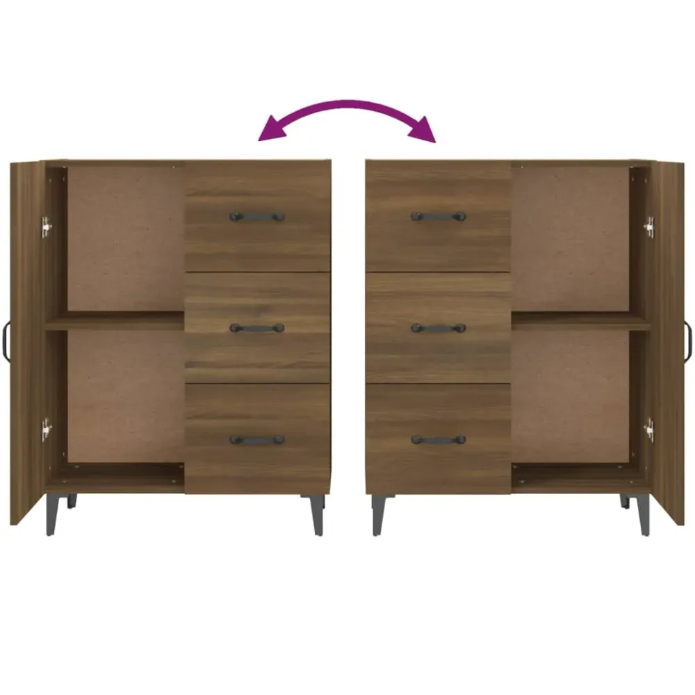 Buffet bahut commode armoire meuble de rangement organisateur cuisine salle de séjour salon 69,5 x 34 x 90 cm bois d'ingén...