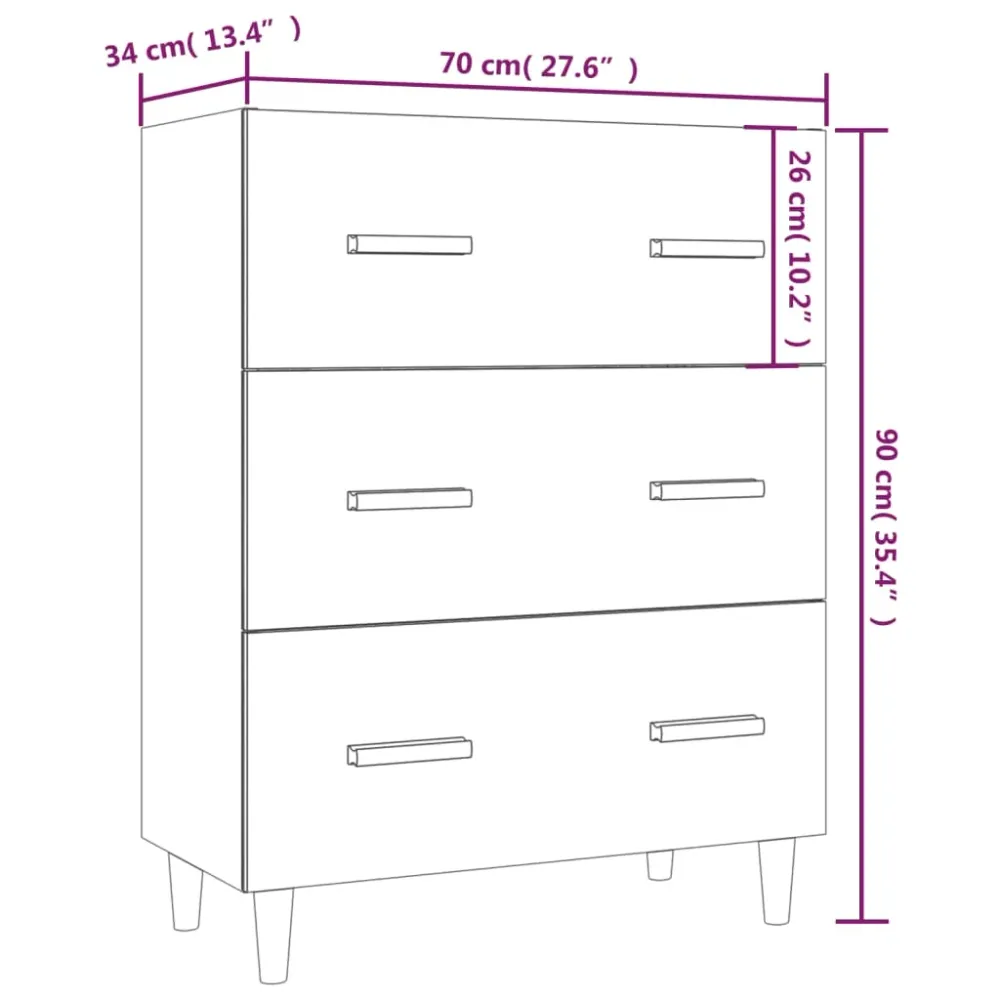 Buffet bahut commode armoire meuble de rangement organisateur cuisine salle de séjour salon 70 x 34 x 90 cm bois d'ingénie...
