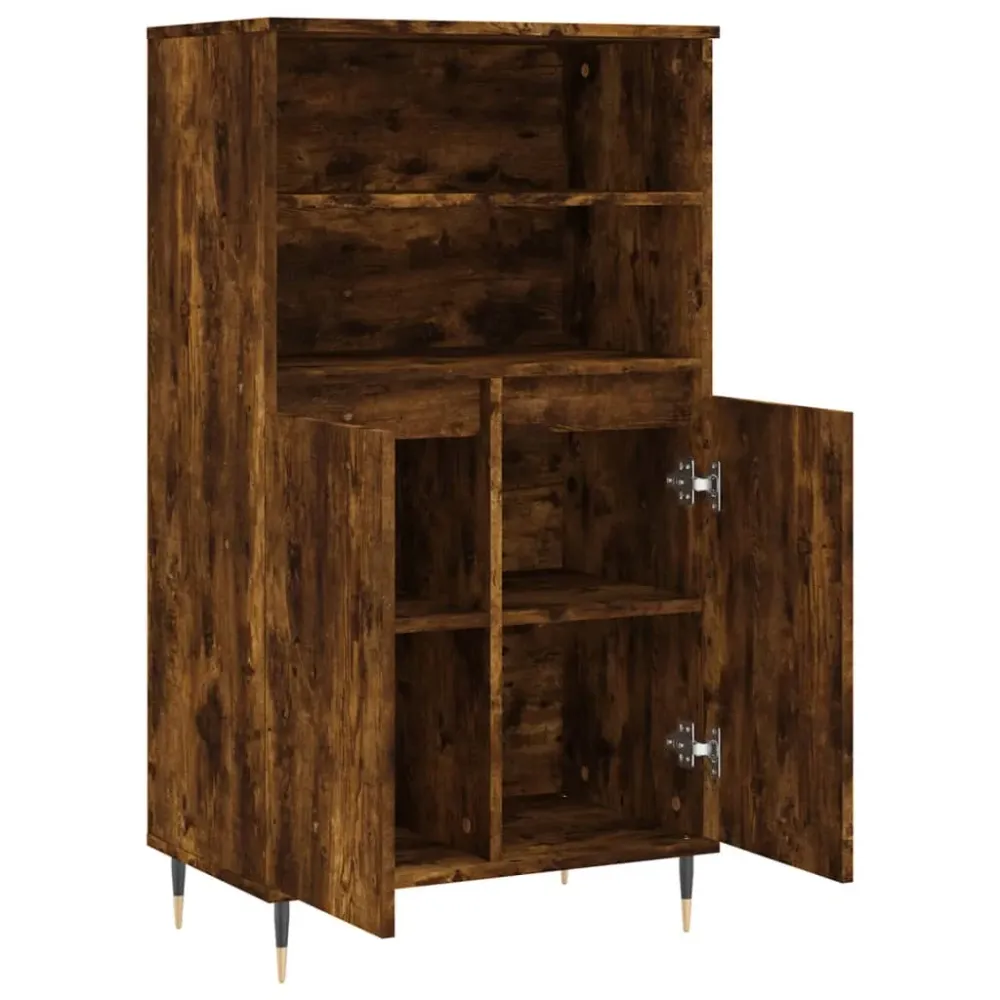 Buffet bahut commode armoire meuble de rangement organisateur cuisine salle de séjour salon haut 60 x 36 x 110 cm bois d'i...