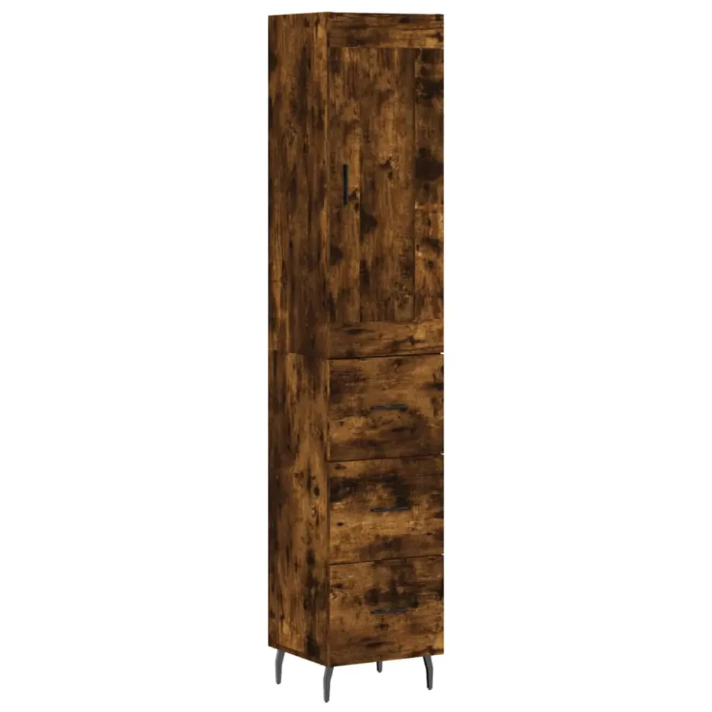 Buffet bahut commode armoire meuble de rangement organisateur cuisine salle de séjour salon haut 34,5 x 34 x 180 cm bois d...