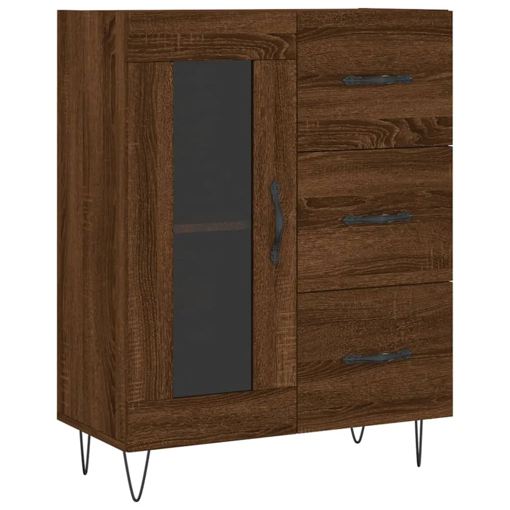 Buffet bahut commode armoire meuble de rangement organisateur cuisine salle de séjour salon 69,5 x 34 x 90 cm bois d'ingén...