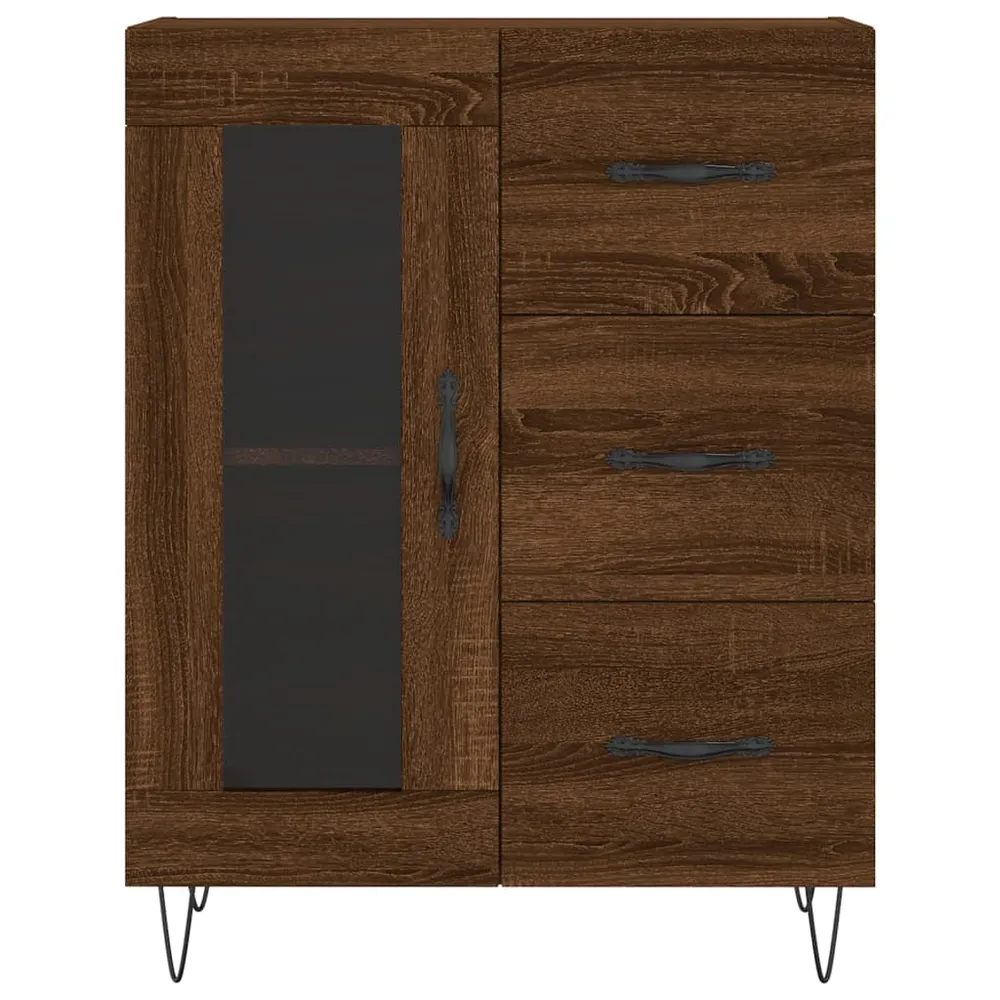 Buffet bahut commode armoire meuble de rangement organisateur cuisine salle de séjour salon 69,5 x 34 x 90 cm bois d'ingén...