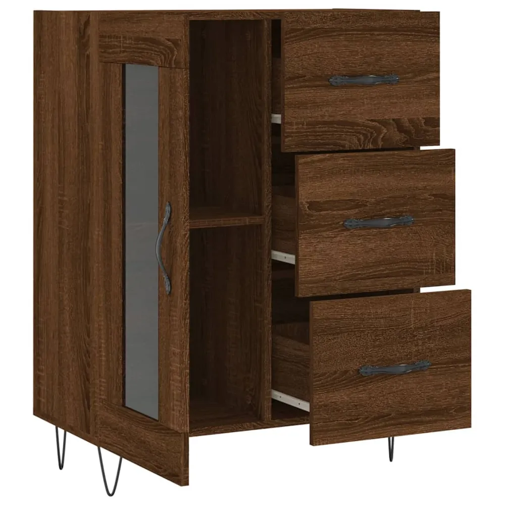 Buffet bahut commode armoire meuble de rangement organisateur cuisine salle de séjour salon 69,5 x 34 x 90 cm bois d'ingén...