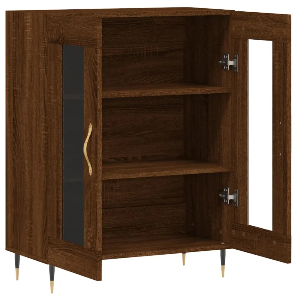Buffet bahut commode armoire meuble de rangement organisateur cuisine salle de séjour salon 69,5 x 34 x 90 cm bois d'ingén...