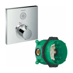 HANSGROHE Facade pour mitigeur thermostatique encastré ShowerSelect avec robinet d'arrêt chromé avec Corps encastré