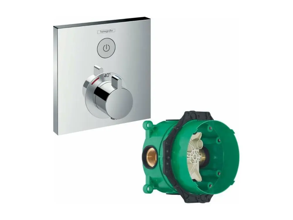 HANSGROHE Facade pour mitigeur thermostatique encastré ShowerSelect avec robinet d'arrêt chromé avec Corps encastré