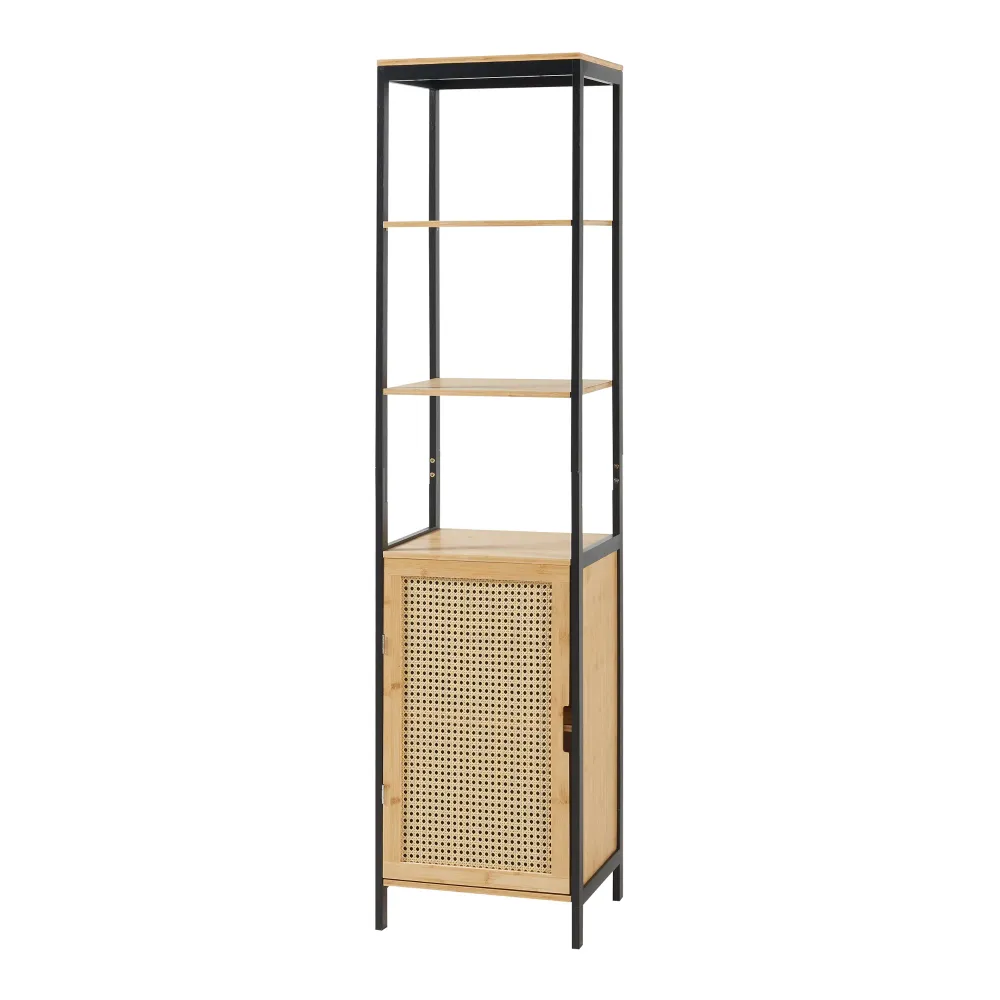 Meuble colonne de salle de bain bambou rotin 172 x 40 x 35 cm MDF chamois 03_0009954