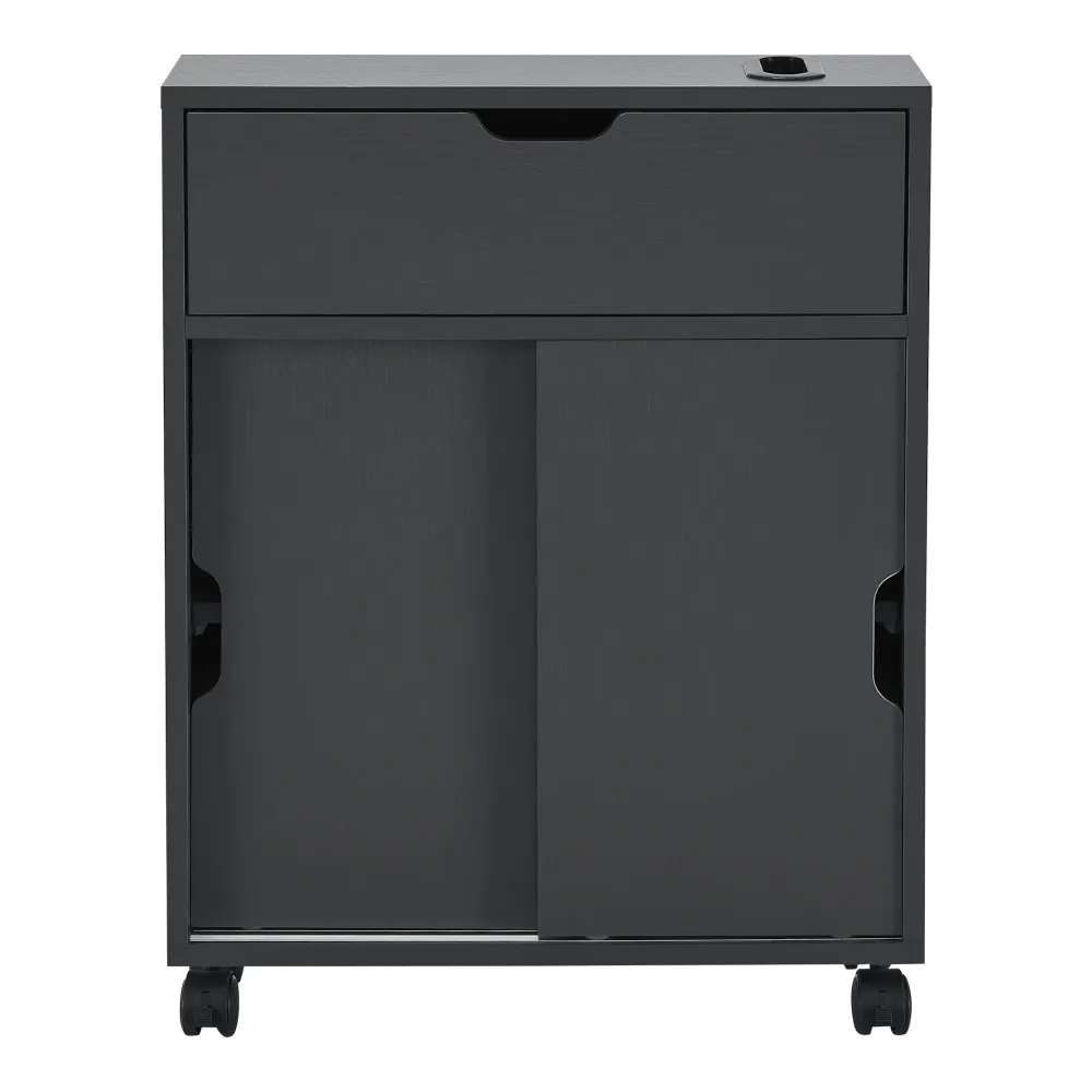 Meuble de rangement pour salle de bain 67 x 52 x 17 cm à portes coulissantes gris sombre 03_0006852