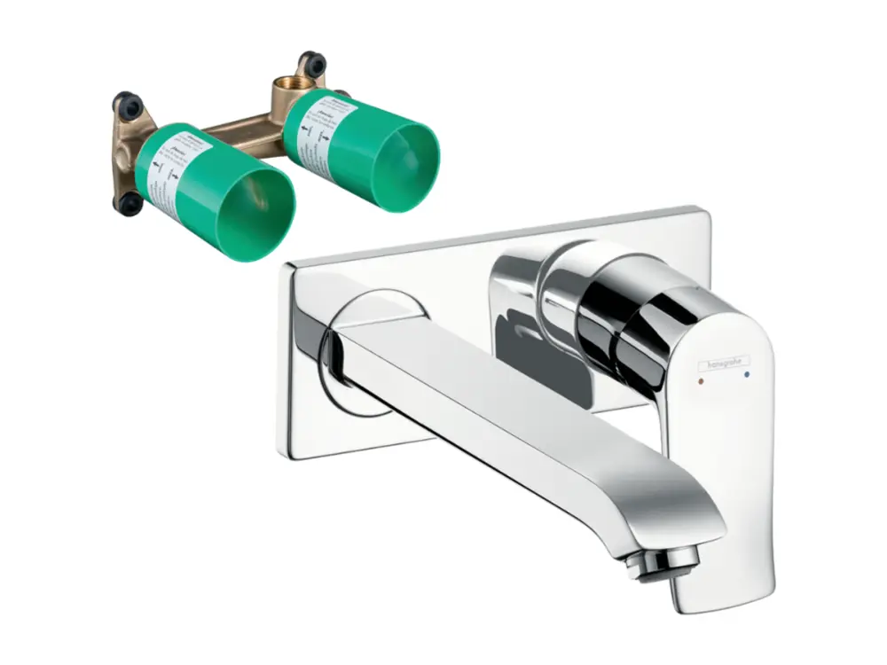 Mitigeur lavabo mural HANSGROHE Metris + corps encastré | Economie d'eau