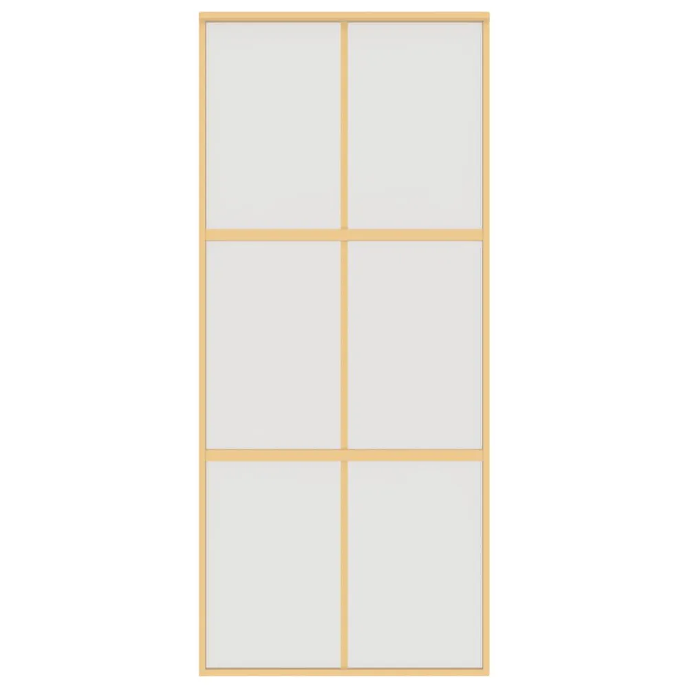 Porte coulissante doré 90x205 cm verre ESG dépoli et aluminium