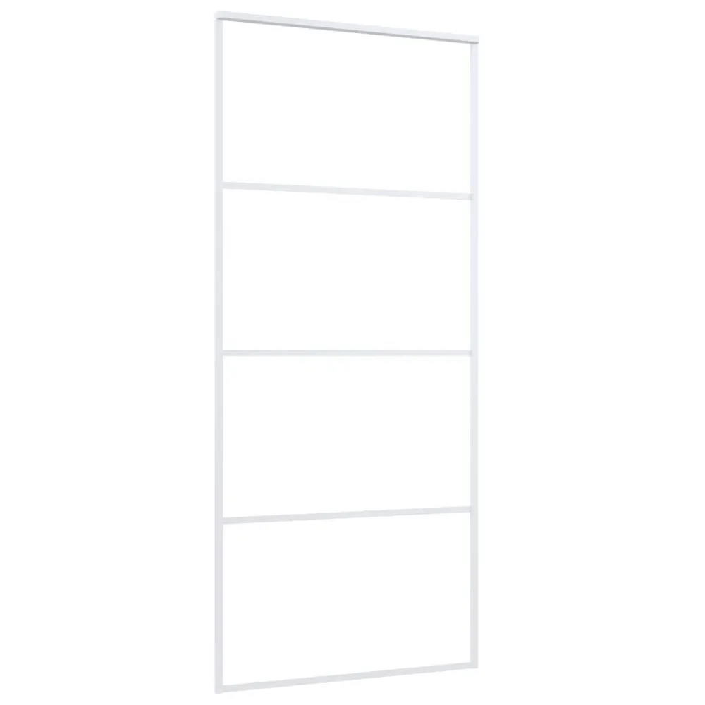 Porte coulissante Verre ESG et aluminium 90x205 cm Blanc