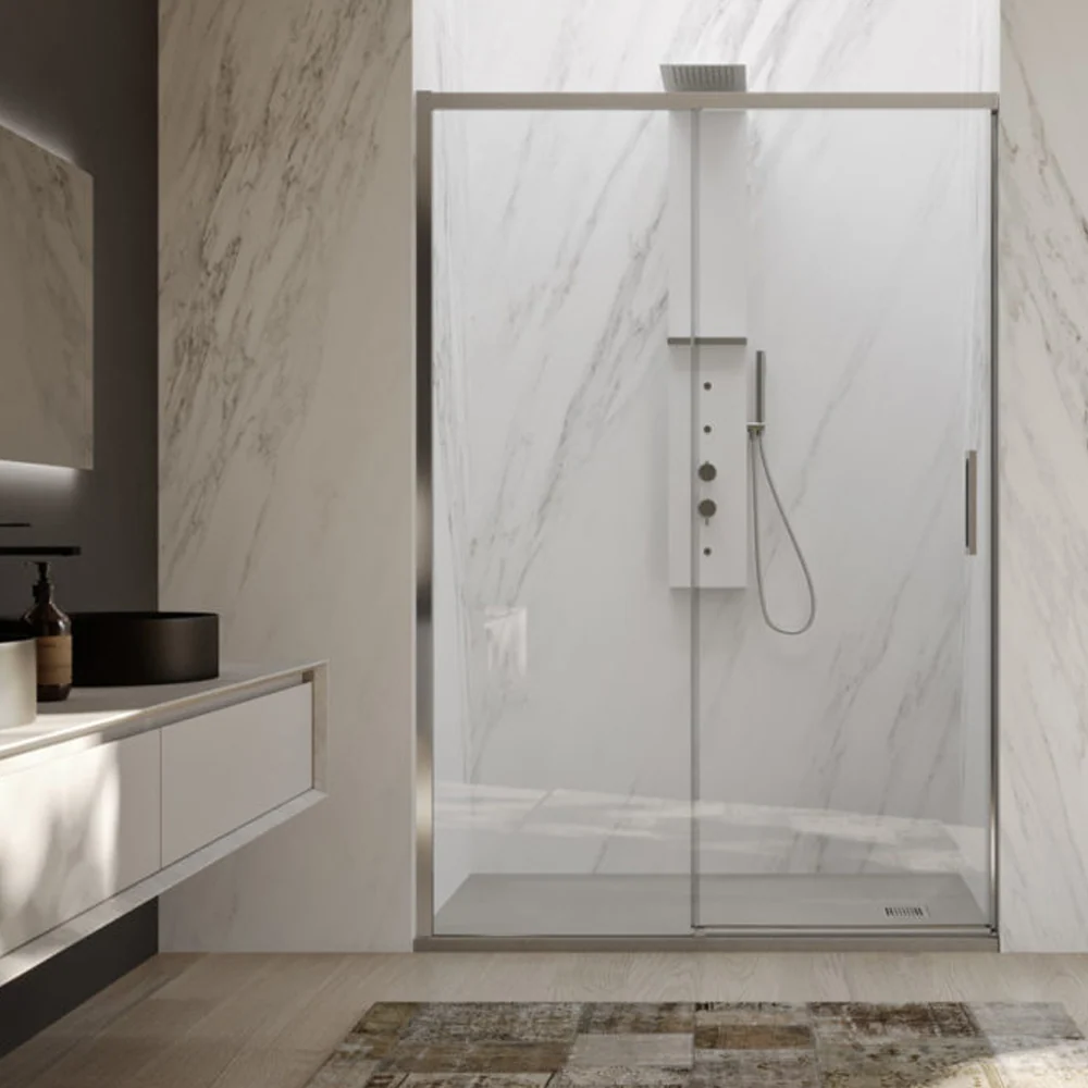Porte de douche coulissante gauche 160 cm modèle Lauren en verre trempé 8 mm