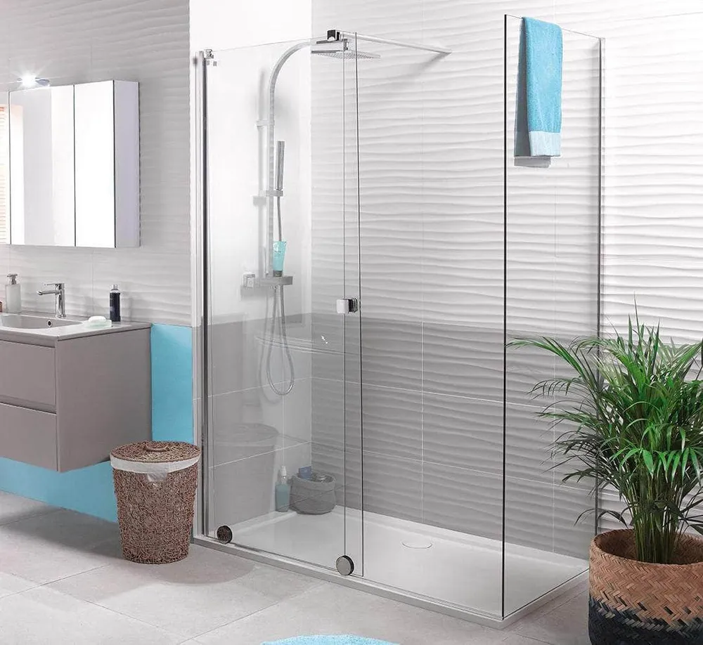 Retour pour porte coulissante Alterna Pureday verre Timeless profilé chromé 76 cm ALTERNA