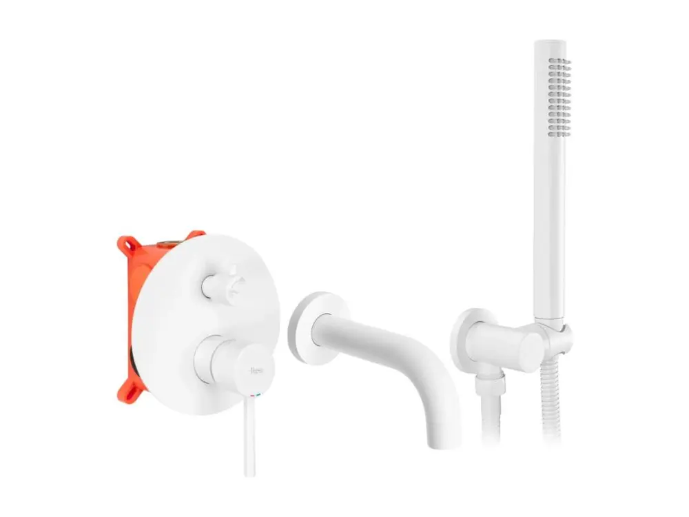 ROBINET DE BAIGNOIRE ENCASTRÉ REA LUNGO BLANC PUR + BOX
