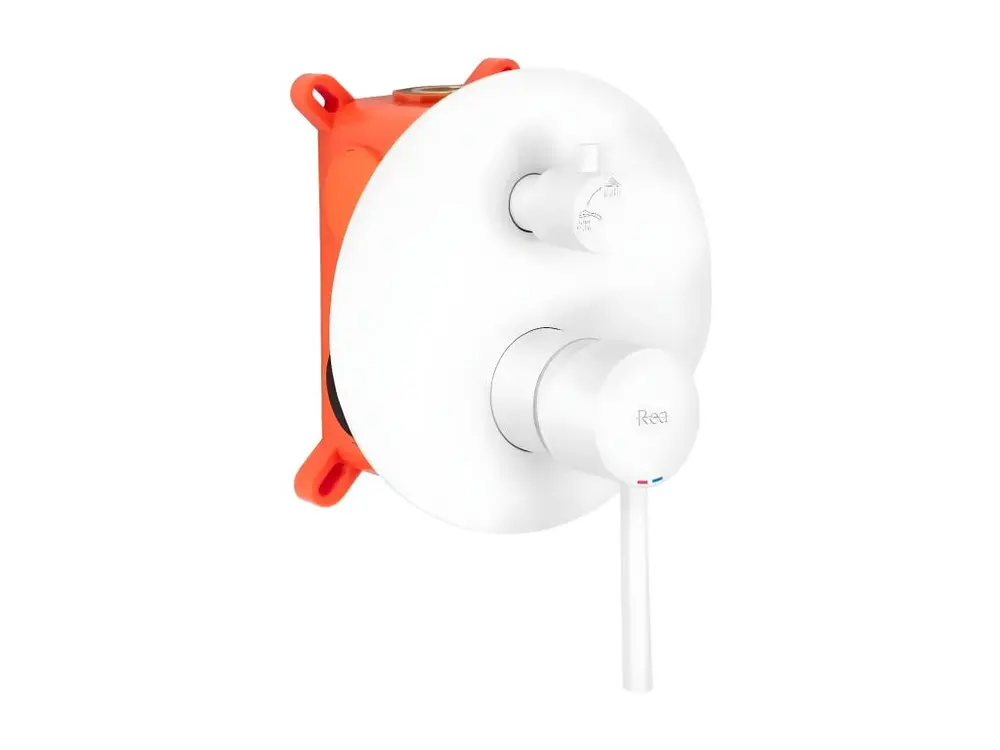 ROBINET DE BAIGNOIRE ENCASTRÉ REA LUNGO BLANC PUR + BOX