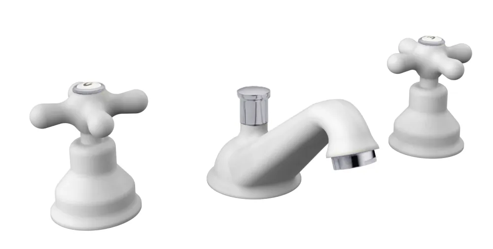 Batterie lavabo avec bec d'époque Paffoni série Iris - Chrome/Blanc