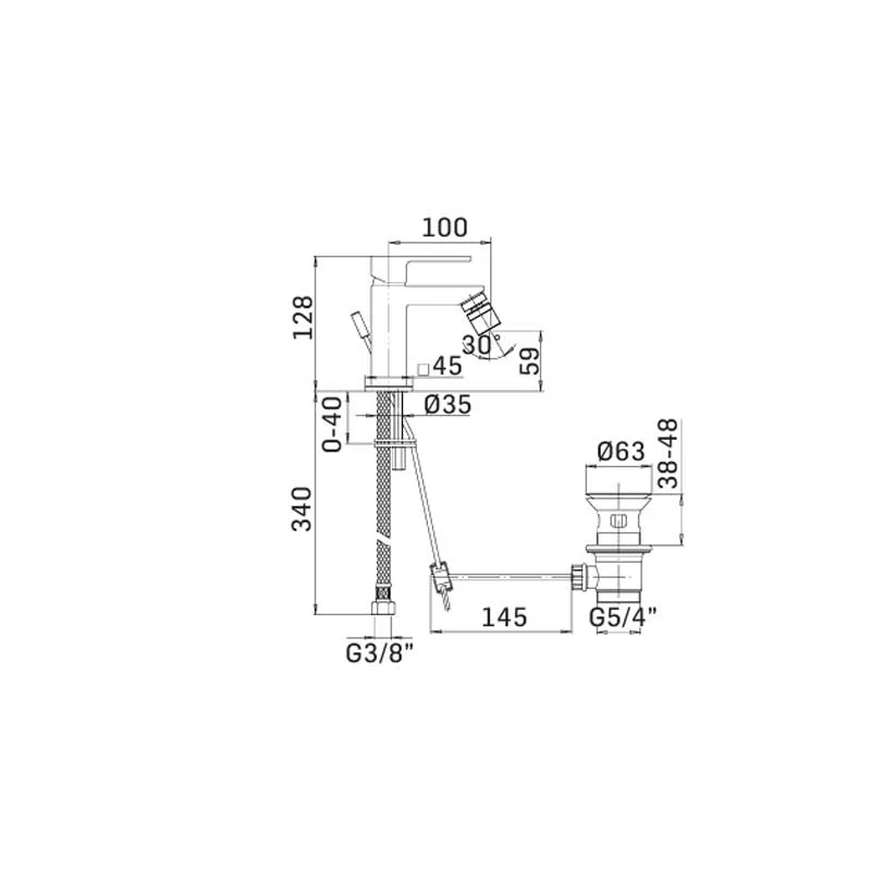 Ensemble de mélangeurs Lavabo Haut, Bidet et Baignoire avec ensemble Douche en laiton Acier chromé collection Feel de Mamo...