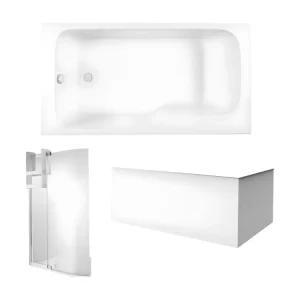 Joint Pack baignoire bain douche 160 x 85 JACOB DELAFON Malice version gauche blanc mat + tablier en angle + pare bain + é...