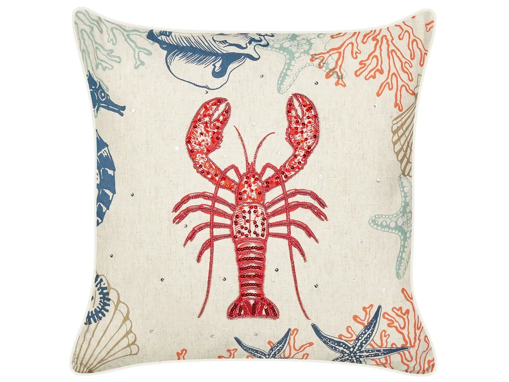 Lin pur Cushion Lobster Motif 45 x 45 cm Beige KELP