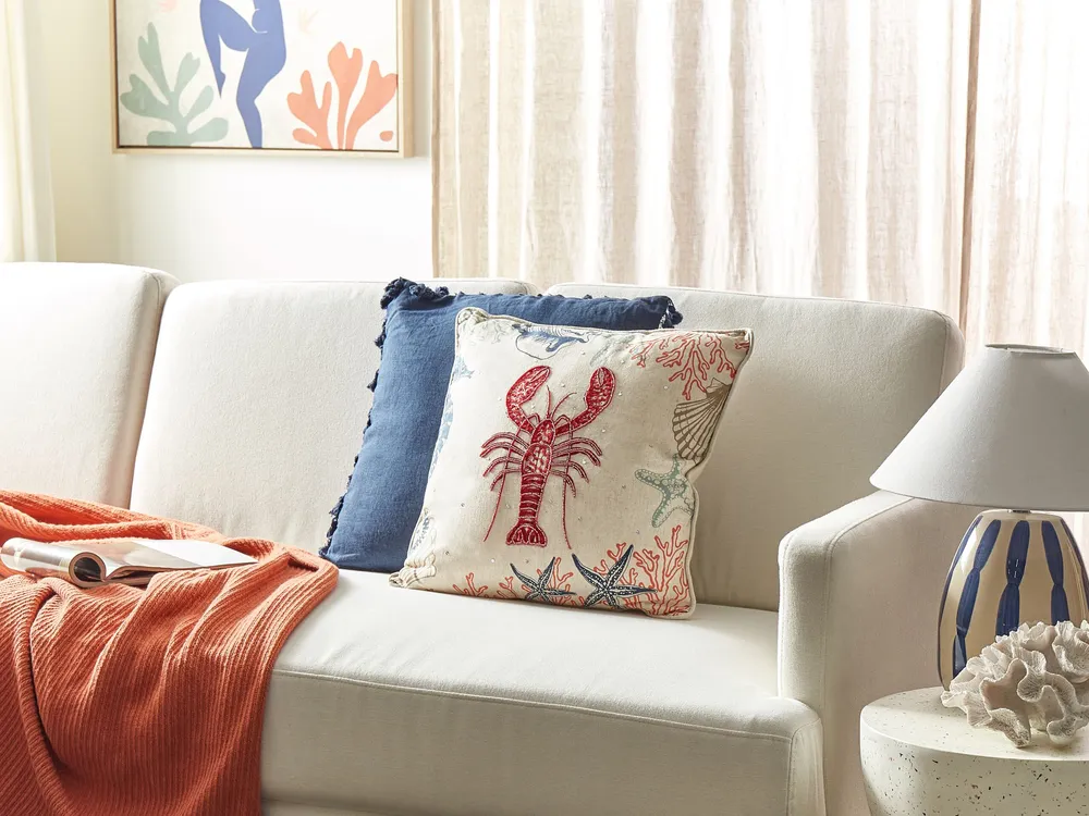 Lin pur Cushion Lobster Motif 45 x 45 cm Beige KELP