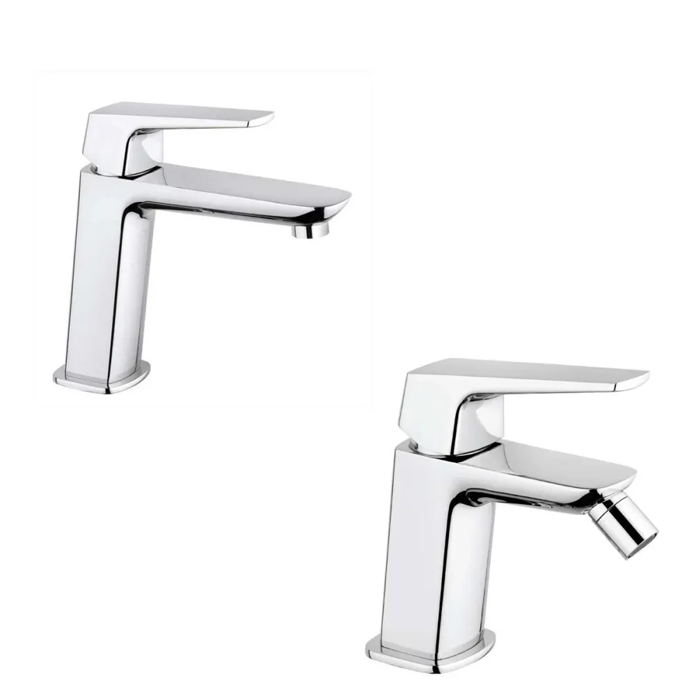 Mitigeur Ensemble de mélangeurs lavabo et bidet avec vidage finition chromée collection Spartaco de Mamoli Rubinetterie