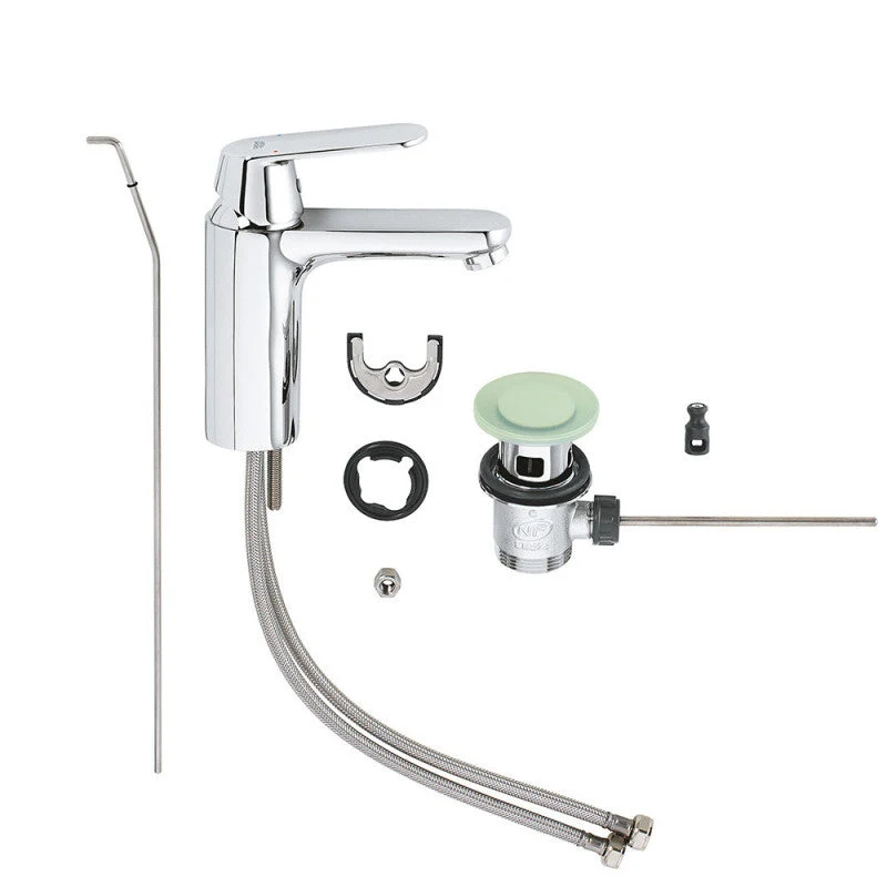 Mitigeur lavabo EUROSMART GROHE 23325000 - taille M - bec droit - avec vidage - chromé