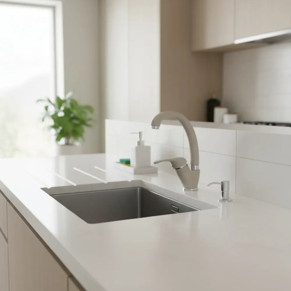Mitigeur monocommande lavabo cuisine avec bec pivotant granit chamois avec Joint d'Étanchéité Inclus